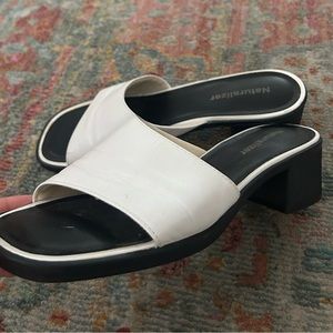 White sandals with small heel